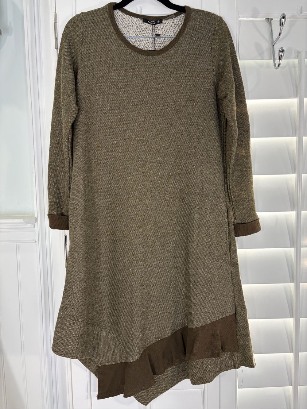 NWT Olive Brown Knit Asymmetrical Dress with POCKETS! (S)